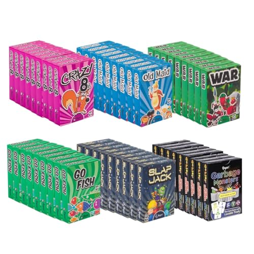Regal Games Card Games for Kids - Go Fish, Crazy 8's, Old Maid, Slap Jack, Garbage Monsters, War - Simple & Fun Classic Family Table Game Sets (9 x 6) - color: Set of 54 Decks