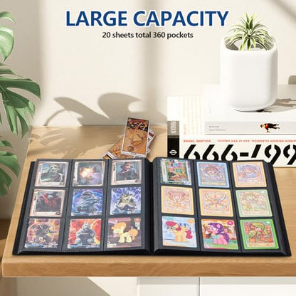 Card Binder, EDUDIIU 9 Pockets Premium Trading Card Binders, Cards Collection Binder Album, Side Loading Yugioh Holder Book for Sport, Football, Baseball Collector - Black - color: Black