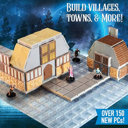 Monster Adventure Terrain - NEW! Village Builder Set (158pc) - 3D Interchangeable Dungeon System w 23 New Tiles - Build Modular Worlds in a Snap & Elevate Your Campaign - Compatible with DND - color: Village Builder Set
