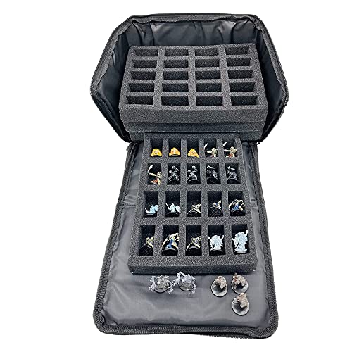 Miniature Storage Case - 80 Foam Slot Miniature Carrying Box - Figurine Storage with Handle - Figure Army Cases - Hobby Model Minis (4 Tray)