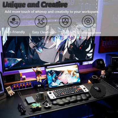 Cloud Wrist Rest Keyboard Ergonomic Wrist Pad for Keyboard and Mouse Coaster Cloud Mouse Pad Set Leather PU Non-Slip Wrist Rest Support for Computer Laptop Gaming Mac Home Office Relief Pain Black - color: 3pcs Leather Black