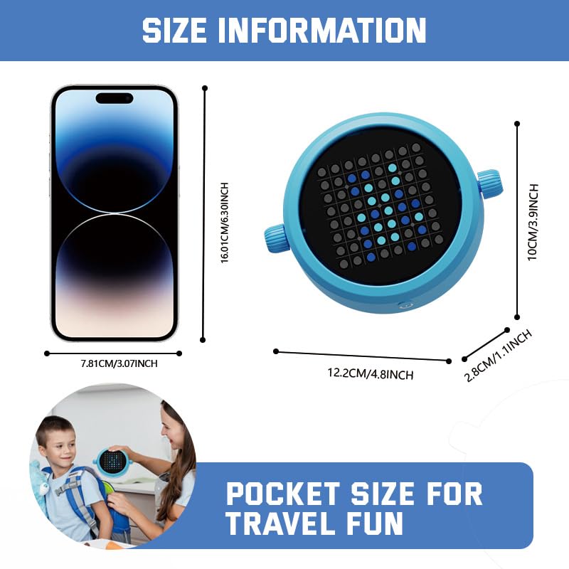 5-in-1 Electronic Board Game, Travel Game for 1-2 Players，Pocket Size（Blue） | Includes Reversi, 4 in a Row, 5 in a Row, Chinese Checkers and Tic Tac Toe; pocket-size design with solo and 2-player modes. - color: Blue