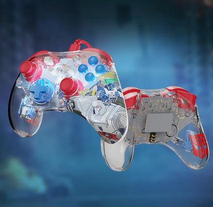 PDP REALMz Nintendo Switch Pro Controller, Customizable LED Lighting, 3.5mm Headphone Jack, Officially Licensed by Nintendo and Hasbro, Transformers: Optimus Prime City Battle - color: Optimus Prime
