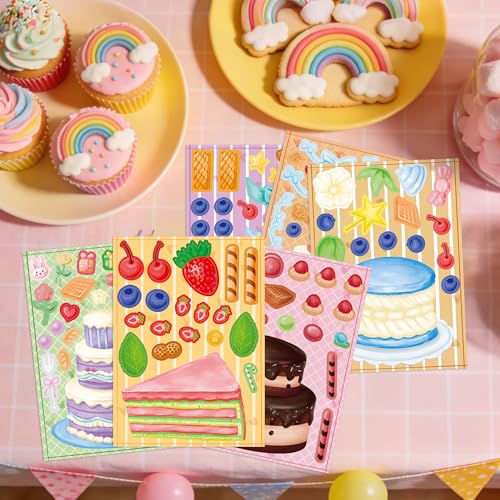 48 Sheets Birthday Stickers for Kids Toddlers, Make Your Own Cake Stickers, Happy Birthday Party Activities Favors Goodie Bag Filler for Kids Classroom - style: Cake 48 Sheets