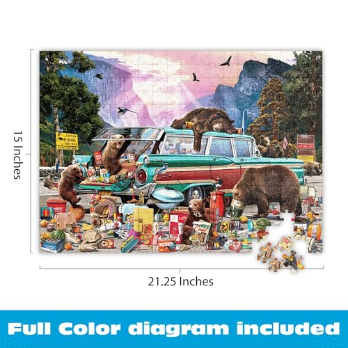 Buffalo Games - Yosemite Picnic - 300 Large Piece Jigsaw Puzzle for Adults | Art by Garry Walton, Made in USA, Easy-Grip Pieces, Recycled Board , Size: 21 x 15 in, With Poster, Frameable Art, Giftable - color: Yosemite Picnic