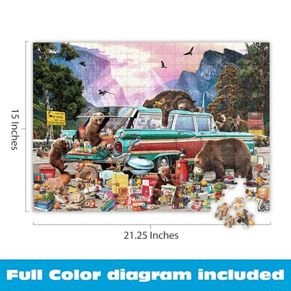 Buffalo Games - Yosemite Picnic - 300 Large Piece Jigsaw Puzzle for Adults | Art by Garry Walton, Made in USA, Easy-Grip Pieces, Recycled Board , Size: 21 x 15 in, With Poster, Frameable Art, Giftable - color: Yosemite Picnic