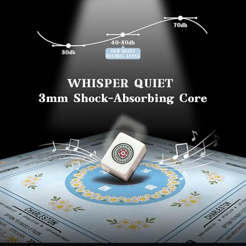 Crease-Free Mahjong Mat For Table American Mah Jongg Mats with Portable Bag Noise Reduction Non-Slip Table Cover 31.5*31.5in Large Waterproof Neoprene Pad For Poker Board Mah Jong Game Card Mahjongg - color: Daisy-1