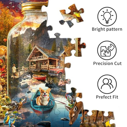 Puzzles for Adults 1000 Pieces, Jigsaw Puzzle for Adults, Fun Challenging Puzzle, Autumn Bottle Scene Puzzles Game, Interlock Perfectly No Dust, Gifts for Easter Mother’s Day - color: Bottle Scene