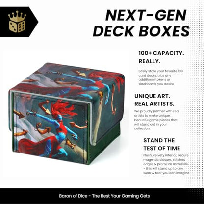 Spelldancer Deck Box | 100+ Double Sleeved Card Capacity | Magnetic Closure - color: Spelldancer