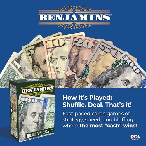 Benjamins Cash Cards – Money-Themed Card Games for Teens, Families & Adults. Fast-Paced Card Games for Parties, Travel and Game Night Where the Most “Cash” wins.