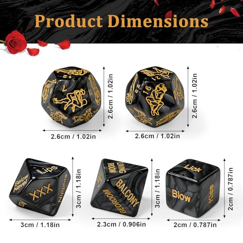 kykake Positions Sex Game Sex Dice，Couple Toys for Couples Romantic Naughty Set Date Night Positon Dice for Anniversary Wedding Gift - color: 5pc Glow Dice
