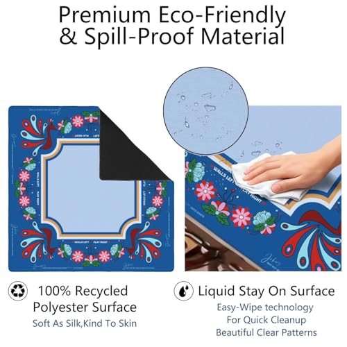 Mahjong Mat for Table with Carrying Bag & 3 Dice, Blue Peacock 31.5"x31.5" Square Rubber Mahjong Table Cover, Non-Slip & Noise Reduction Gaming Mat for Mah Jongg, Poker, Dominoes & Tile Games - color: Royal Blue