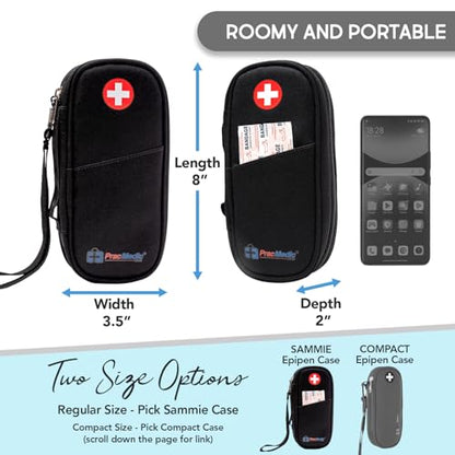 PracMedic Bags Epi Pens Carrying Case- Insulated Epipen Carry Case (Black) | Holds 2 Epi Pens, Auvi-Q or Neffy, Inhaler & Antihistamine. Medical Case for Allergy, Asthma & Diabetes Medicines - color: Black