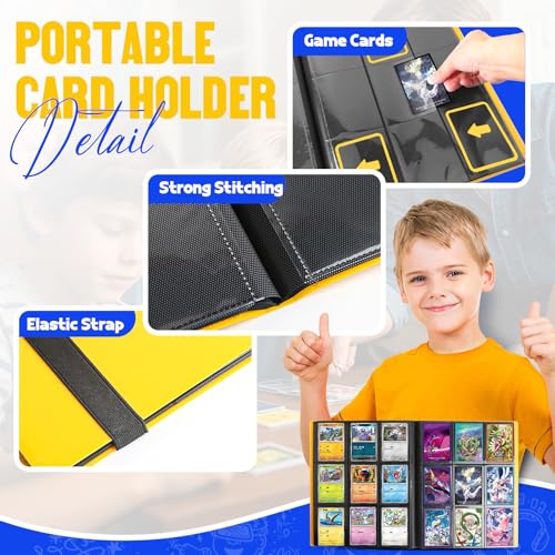 Card Binder 9-Pockets, Trading Card Binder,20 Pages, 360 Card Capacity Collection Binder, Card Folder for MTG, TCG, Game Cards & Sports Cards（Yellow） - color: Yellow