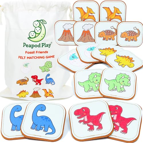 Felt Dinosaur Matching Game for Toddlers – Dino Memory Game & Flash Cards – Soft and Safe for Ages 1+ – Montessori Preschool Learning Activity – Educational Dinosaur Toy for Girls & Boys - color: Dinosaur