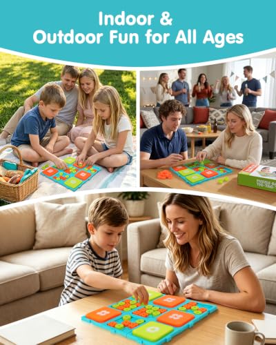 Tic Tac Toe Game for Kids & Adults Ages 6+, 9-in-1 Detachable Board, 2 Game Modes, 15-Min Games, Portable Travel Family Board Game with Storage Bag, XO Strategy Gift for Boys Girls BPA-Free