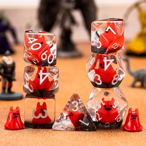 Polyhedral D&D Dice Red Sprite Dice,Resin DND Dice Set for Dungeons and Dragons MTG RPG Board Games - color: Red Sprite