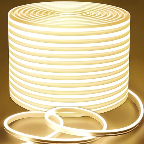 Lamomo LED Strip Lights Neutral White, 32.8Ft Dimmable LED Rope Lights, 4500K Waterproof Silicone LED Neon Lights for Bedroom Indoor Home Decor (Power Adapter Included) - color: 4500K White, size: 32.8FT