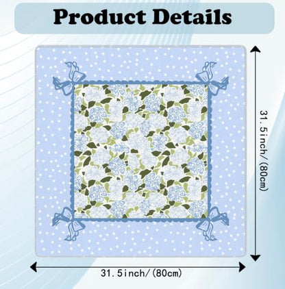 Coquette Blue Hydrangea Mahjong Mat 31.5" x 31.5",Blue and Green Floral Non-Slip Noise Reduction Mahjong Table Cover Accessories and Supplies for Dominoes Poker Card Board and Tile Games Gifts - color: Coquette Blue Hydrangea