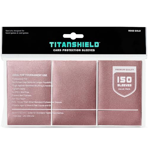TitanShield Card Sleeves, Rose Gold (150 Sleeves) - Fits Pokemon, MTG | Compatible with MTG Magic the Gathering, Pokemon, One Piece, Lorcana, Flesh & Blood - Trading Card Deck Protectors - color: Rose Gold, size: Standard | 66x91mm