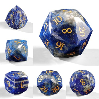 Unique Gemstone Dice Set 7PCS, Handmade Natural Stone Polyhedral DND Dice with Premium Gift Case for Board Game Lovers Birthday Gift - color: Zs-qj