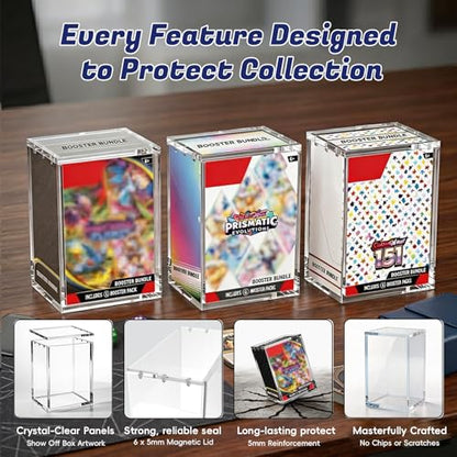 (1 Pack) Standard Height Booster Bundle Acrylic Case, Magnetic Display Case | 8mm Crystal-Clear Acrylic, Magnetic, Stackable, Fits Standard-Height Booster Bundles & Build & Battle Boxes - color: Clear- 1pack, size: For Standard Booster Bundle Box