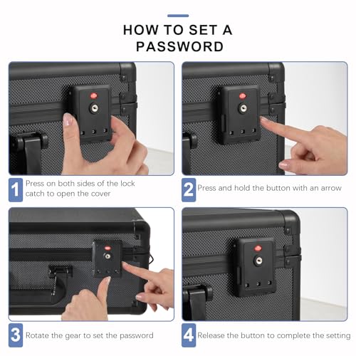 Graded Card Storage Box – Aluminum Alloy Trading Cards Storage Box with Combination Lock - Holds 140+ Graded Cards, Sports Card Case, Fits PSA, CSG, BGS (Black) - color: Black