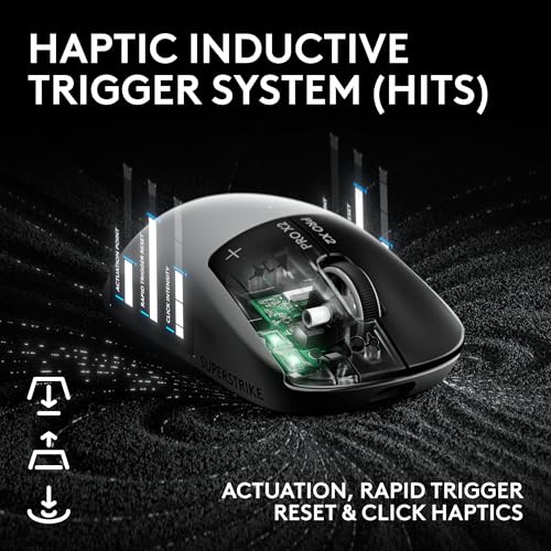 Logitech G PRO X2 SUPERSTRIKE Wireless Gaming Mouse - Black/White | Customizable Rapid Trigger Magnetic Analog Switches, Adjustable Click Haptics, 61g Lightweight, USB-C, <8K, For PC/Mac