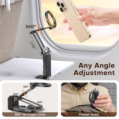 OMOTON 360°Rotating for MagSafe Tripod with 1/4"Screw Arca, Black&Black Pro | Adjustable Magnetic Phone Tripod for iPhone 17/16/15 Pro Max Air, Fold Selfie Stick Fits Vlog, Gym, Travel Essentials, 2Pcs - color: 9-Black&Black Pro