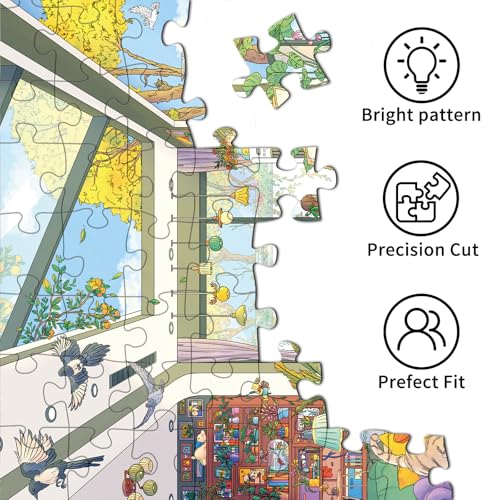 1000 Piece Jigsaw Puzzles for Adults,Sunny Art Studio Puzzle with 1:1 HD Poster, Precise Interlocking, Letter Markings on Back, Dust-Free, Stress Relief & Ideal Family Game Gift - color: Sunny Art Studio