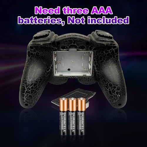 NBCP Wireless Controller for PC,Light-Up Gamepad,Black Crack Custom Design with RGB LED Lights,Turbo,Luminous Mode,Compatible with Windows 7/8/10/11 & Steam - color: Black Crack for PC Wireless