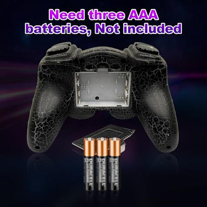 NBCP Wireless Controller for PC,Light-Up Gamepad,Black Crack Custom Design with RGB LED Lights,Turbo,Luminous Mode,Compatible with Windows 7/8/10/11 & Steam - color: Black Crack for PC Wireless