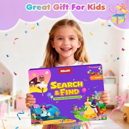 Search and Find Activity Books, 2 In 1 Princess Seek Game Coloring Books | Preschool Educational, Travel Games Toys for Car Airplane, Road Trip Activities for Kids, Birthday Gifts Kids Ages 3-8 - color: Purple