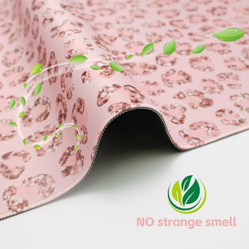 Baziabbo Pink Desk Mat,XXL Extended Large Mouse Pad,Gaming Mousepad with Stitched Edge,Non-Slip Rubber Base Keyboard Desk Pad for Home Office Study Game (C-Pink) - color: C-Pink