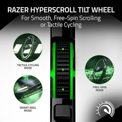 Razer Basilisk V3 Customizable RGB Wired Ergonomic Gaming Mouse, White | Fastest Gaming Mouse Switch, Chroma RGB Lighting, 26K DPI Optical Sensor, 11 Programmable Buttons, HyperScroll Tilt Wheel - color: White