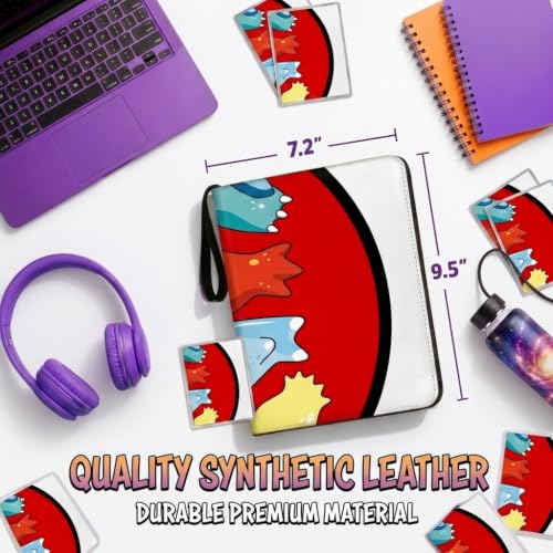 Trading Card Binder Small 4 Pocket,capacity of 400 Cards, 50 Clear Sheets Included, 3 Rings And Zipper, Cards Binder, Collector Binder, Water Proof with Dragon Design (Hands Red White, Small) - color: Hands Red White, size: Small