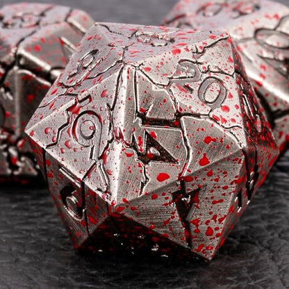 Bloodstained Metal DND Dice Set Blood Polyhedral D&D Dice for Dungeons and Dragons TTRPG RPG D&D Dice Gift Box - color: Antique Bloodstain