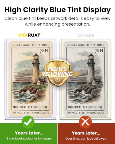 Tobacco Toploaders 25 Pack, 1.65 x 2.87 in | 35PT Hard Plastic Card Sleeves for T205 T206 Vintage Cigarette Cards & Mini Baseball Cards, Rigid PVC Top Loaders, Blue Tint
