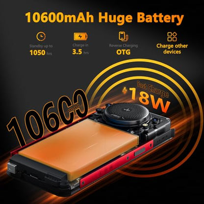 FOSSIBOT F101P Android 13 Rugged Smartphone, 7GB+64GB /1TB Rugged Call Phone 10600mAh Unlocked Phone 123dB Loud Volume Phone 5.45" 24MP+8MP Camera Waterproof Smartphone 4G Dual SIM OTG 18W Charger - color: Red