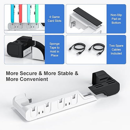 Controller Charging Dock Compatible With Nintendo Switch & OLED Model Joycons - Charges up to 6 Joycons With Game Card Storage Stand - color: Black＆White