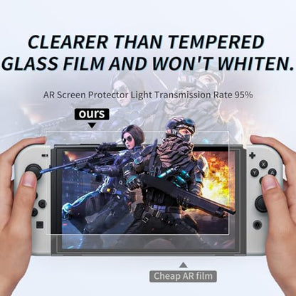 2-Pack AR Screen Protector for Switch OLED Model 2021/2023 - 7 Inch Anti-Reflection Soft Film, Easy Installation, 96% High Transmittance, More HD Than Tempered Glass, Scratch Resistant, Compatible with Switch OLED Handheld Game Console