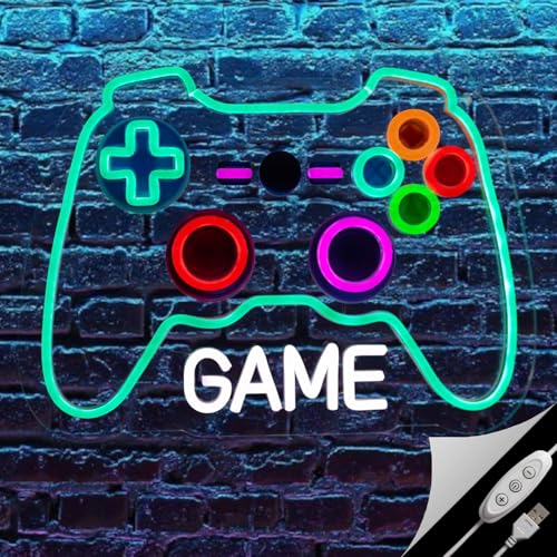 Game Neon Sign for Gamer Room Decor, LED Game Controller Neon Light for Wall Decor, Adjustable Brightness Gaming Sign for bedroom Living Room, Gamer Gifts for Teen Boys Men, 15.4x11.8in - color: GAMEPAD B