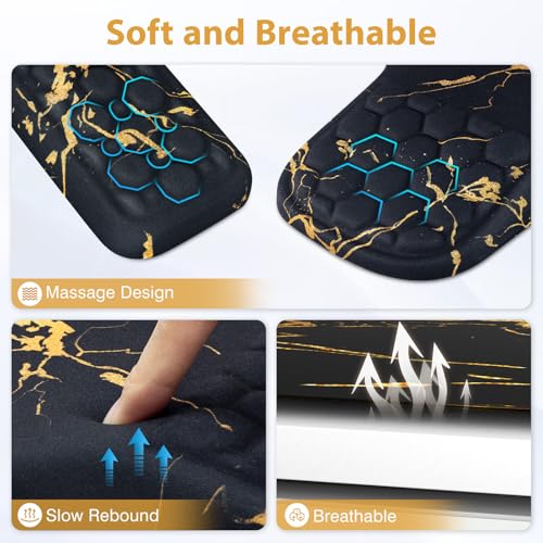 EYROZILL 3 in 1 Ergonomic Wrist Rest for Keyeboard and Mouse, Non-Slip Desk Mouse Pad with Wrist Support, Keyboard Wrist Rest and Mouse Pad Set Massage Design (Black Marble) - color: Black Marble