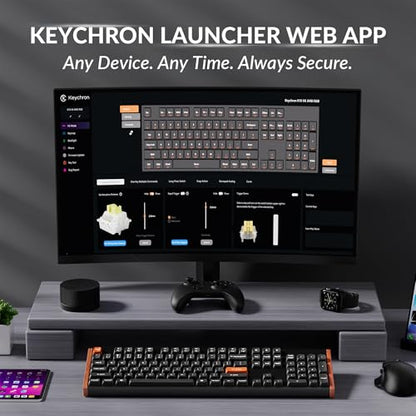 Keychron K10 HE Hall Effect Keyboard, Ultra-Fast Lime Silent Banana Magnetic Switch, Full-Size Tri-Mode Wireless Keyboard with Rapid Trigger, Adjustable Actuation, RGB, Aluminum + Wood Frame - Black - color: Silent Banana Switch - Black