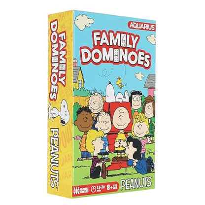 AQUARIUS Peanuts Family Double 6 Dominoes Game – Snoopy & Friends Classic Domino Set for Kids and Adults – 28 Durable Tiles, Officially Licensed Peanuts Merchandise, Fun Family Game Night Activity