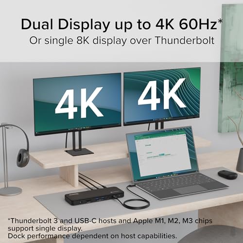 Plugable Thunderbolt 4 Dock, 100W Charging (96W Certified), Dual HDMI Docking Station for Windows and Mac, Single 8K or Dual 4K 60Hz, 40Gbps, 13 Ports with Ethernet, SD/microSD (TBT4-UD5)