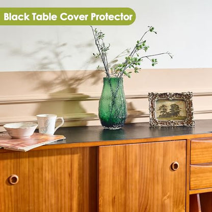 Black Table Cover Protector 60x36 Inch, 1.5mm Thick Heavy Duty PVC Table Pad, Waterproof Desk Mat & Dining Tablecloth, Cut to Fit Protector for Kitchen, Office Desk & Game Night Watch Soccer Party - size: 60" x 36" (Rectangular)