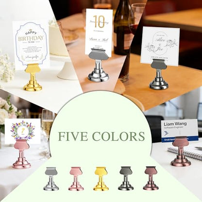 Urban Deco 16PK Table Number Holders Place Card Holders 1.7 Inch Table Card Holders Steel Card Holders for Photos, Food Signs, Memo Notes, Weddings, Restaurants, Birthdays(Silver) - color: Silver