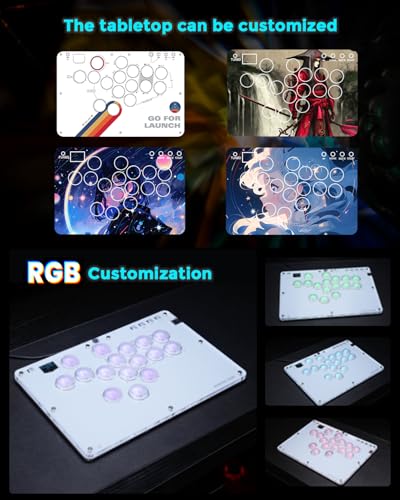 Haute42 T16-Crystal Leverless Arcade Stick, 16 Key Fighting Controller | Custom RGB & Turbo Functions & Hot Swap Supported, Compatible with PC/Ps3/Ps4/Switch/Steam