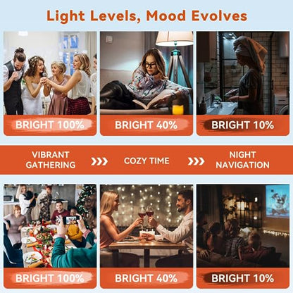 Neporal MagicGlow Rechargeable Light Bulbs with Remote, 3 Colors Shift + Stepless Dimmable Battery Light Bulbs, USB Rechargeable, A19, Up to 24 Hours (3000-6000K, 1, Count)